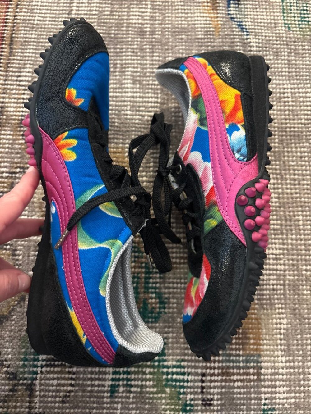 RARE Puma x Shanghai Tang Peony Floral Sneakers Pink Black Size 6 w/ Dust Bag 牡丹